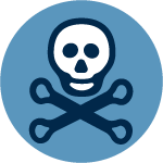 Icon of skull and crossbones.