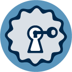 Icon of a cell with a wavy border and a keyhole being unlocked by a key.