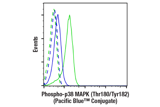 Flow Cytometry Image 1: Phospho-p38 MAPK (Thr180/Tyr182) (3D7) Rabbit mAb (Pacific Blue™ Conjugate)