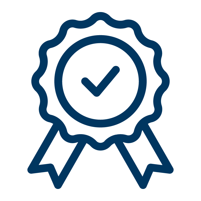 Icon of a prize ribbon with a checkmark
