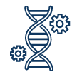 Icon of a DNA strand with gears