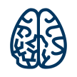 Icon of a brain with one side less wrinkled