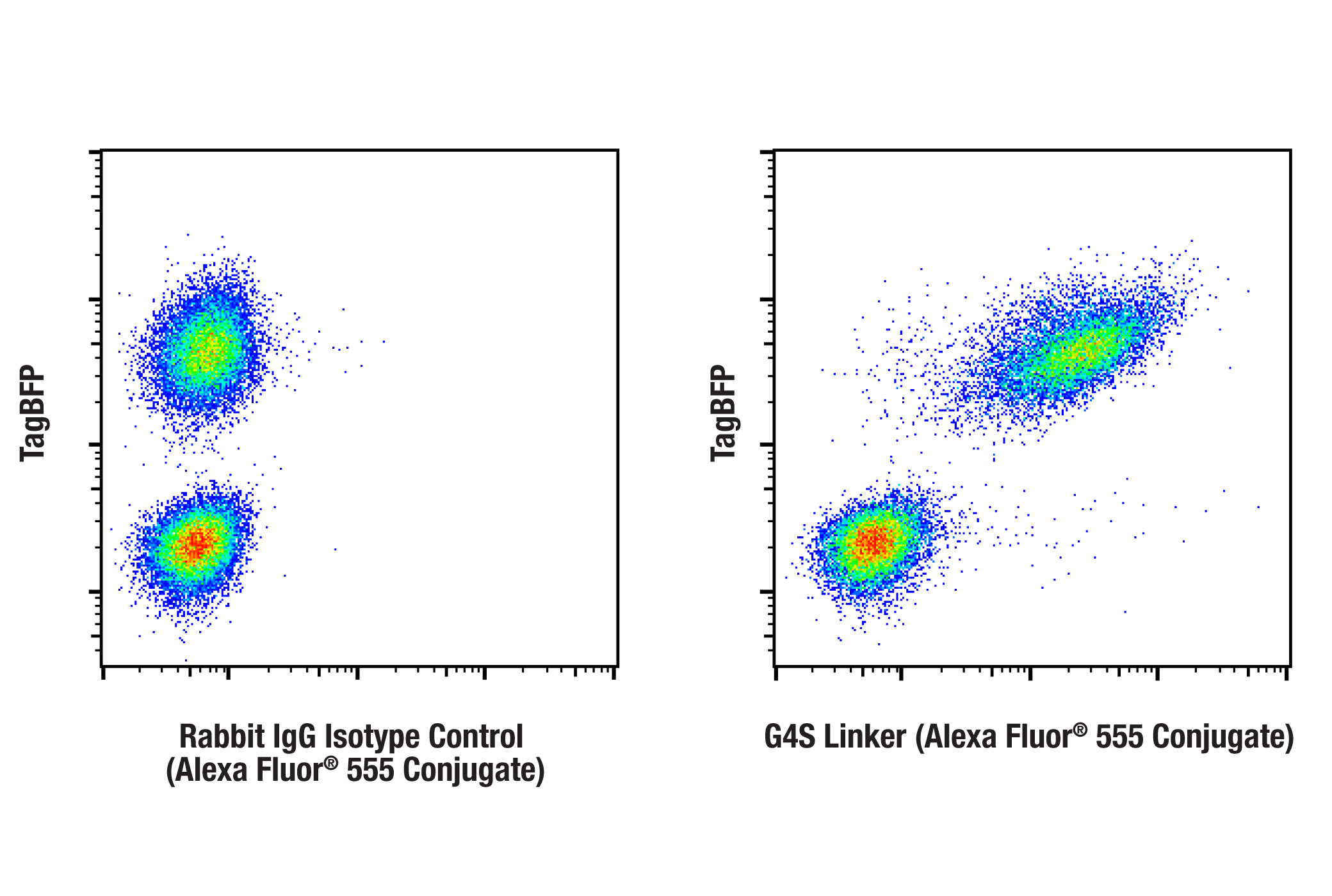 Flow cytometric analysis of a mixed population containing live wild-type Jurkat cells and Jurkat cells engineered to express an scFvbased Anti-CD19 CAR containing a G4S linker.